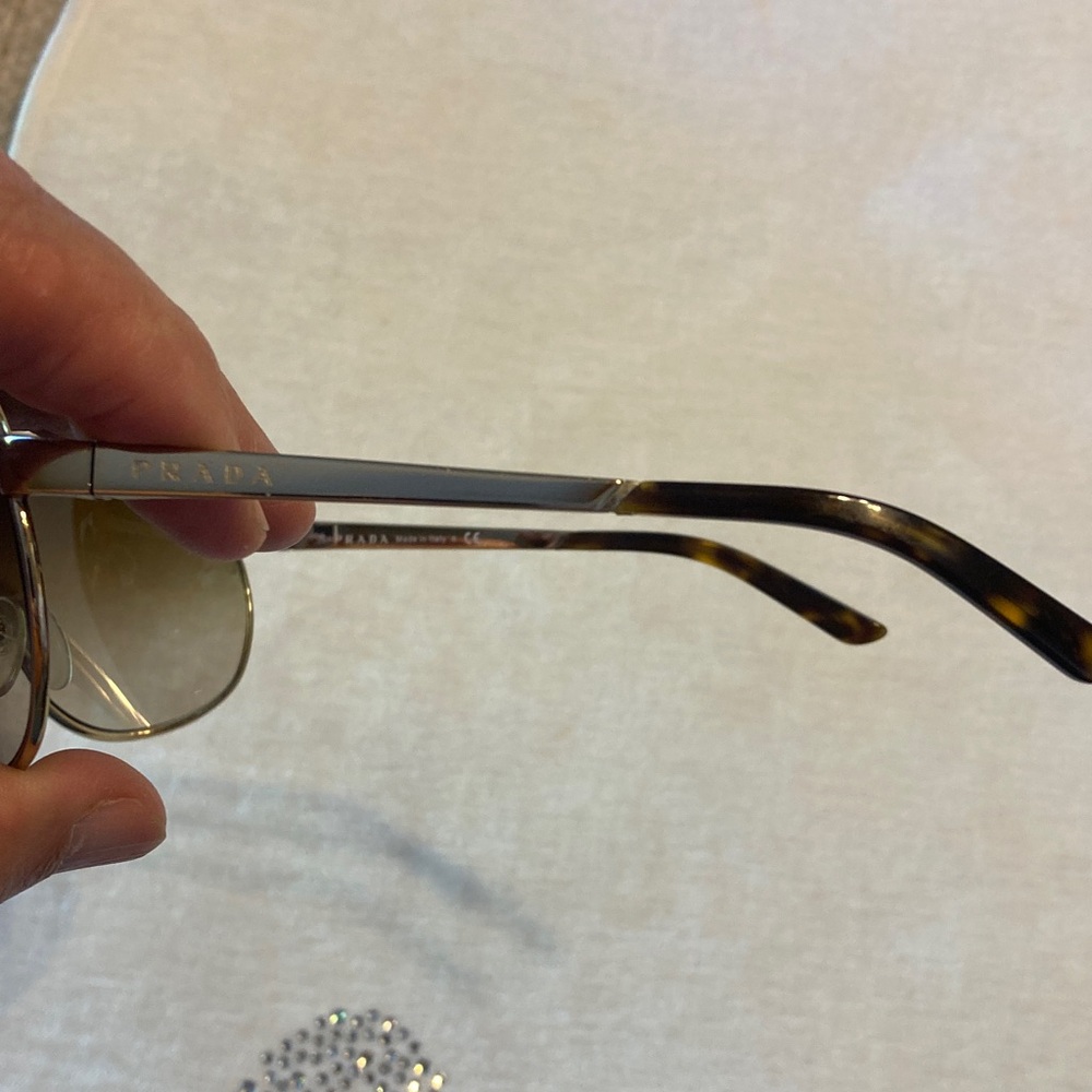 Prada Gold and Blackish Brown Aviator Sunglasses - Picture 11 of 15